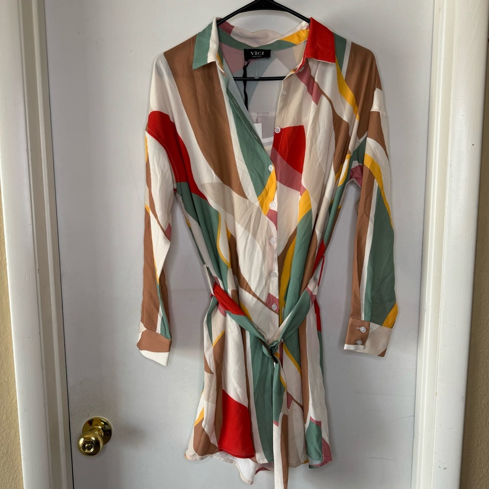 VICI Multicolored Belted Dress - Picture 2 of 7